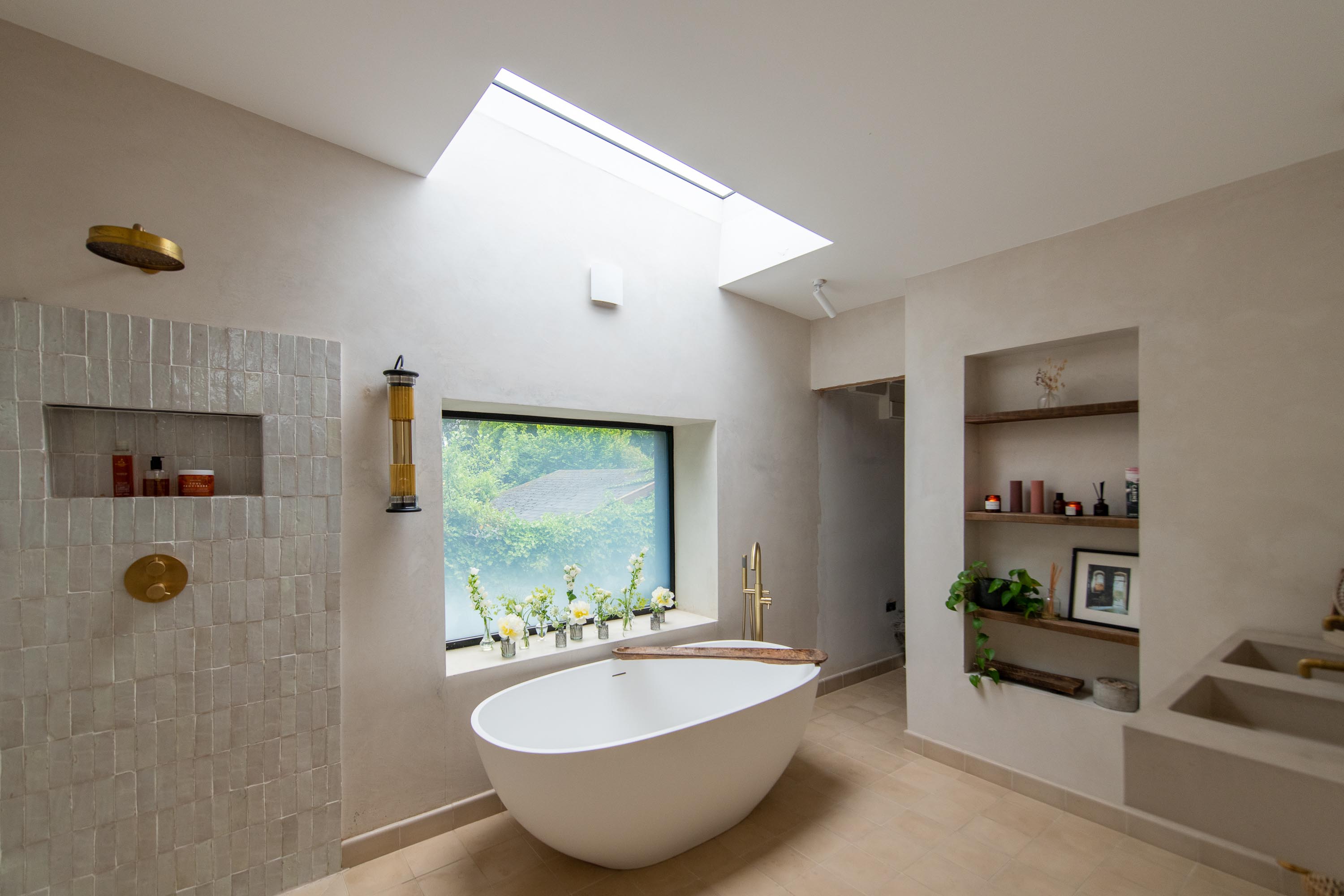 rooflight above a bath in a bathroom 