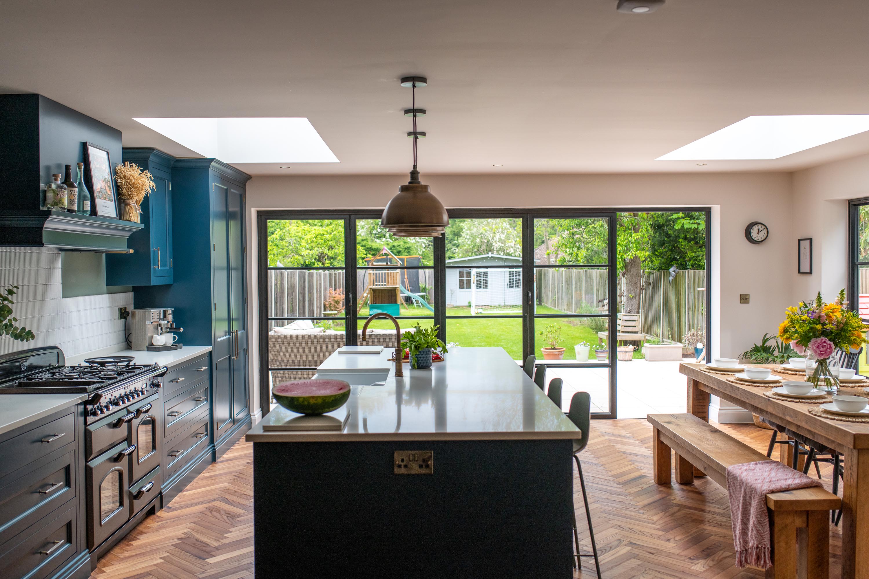 kitchen dining extension with two rooflights above 