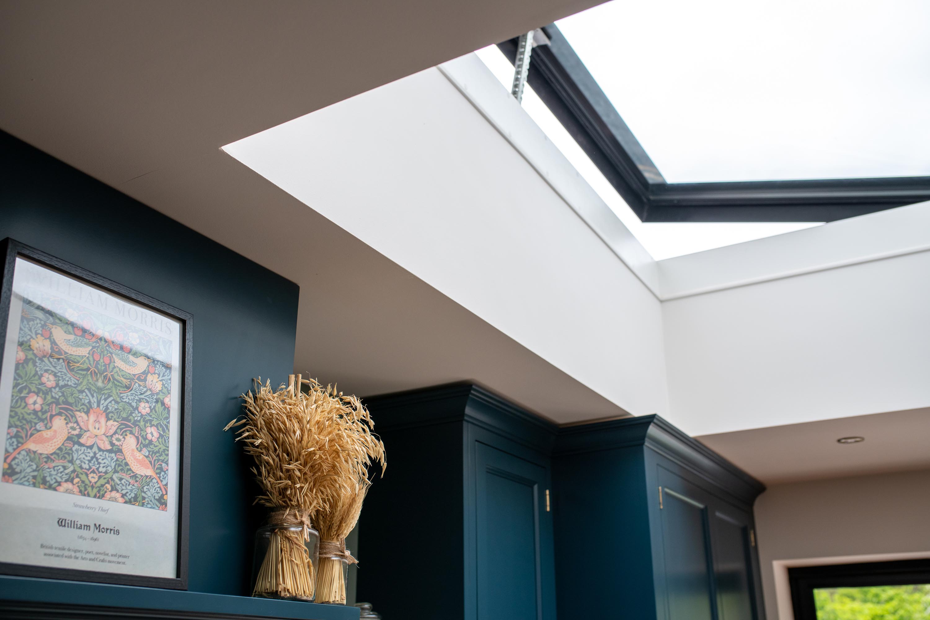 Interior of rooflight looking up to the sky 
