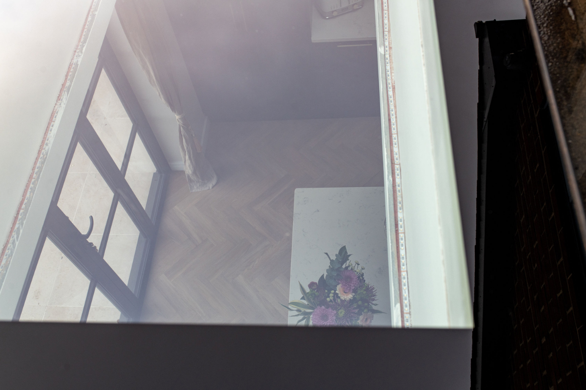 Vario by VELUX bespoke rooflights blue kitchen